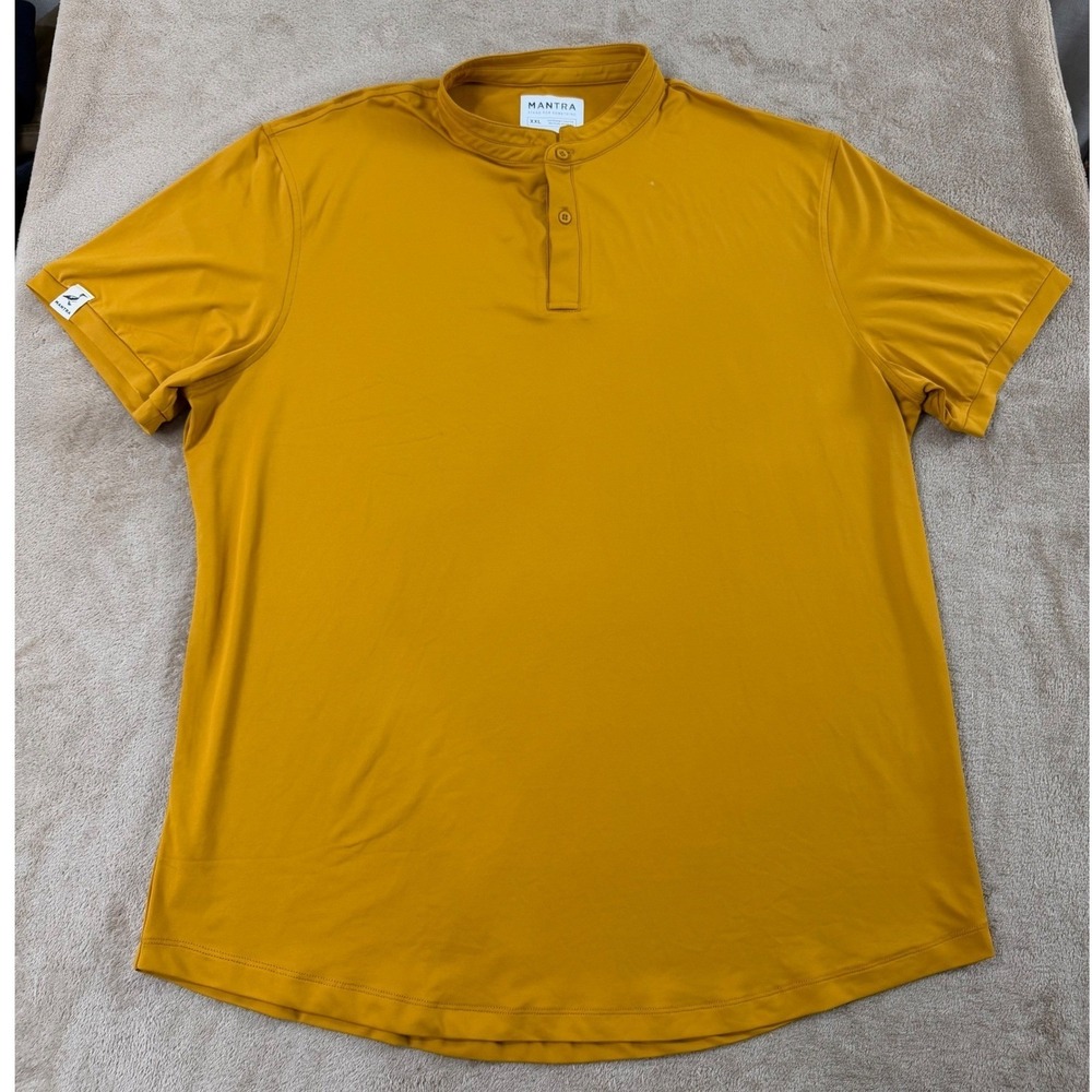 Mantra Performance Polo Shirt Mens Size 2XL Yellow Stretch Short Sleeve Outdoors
